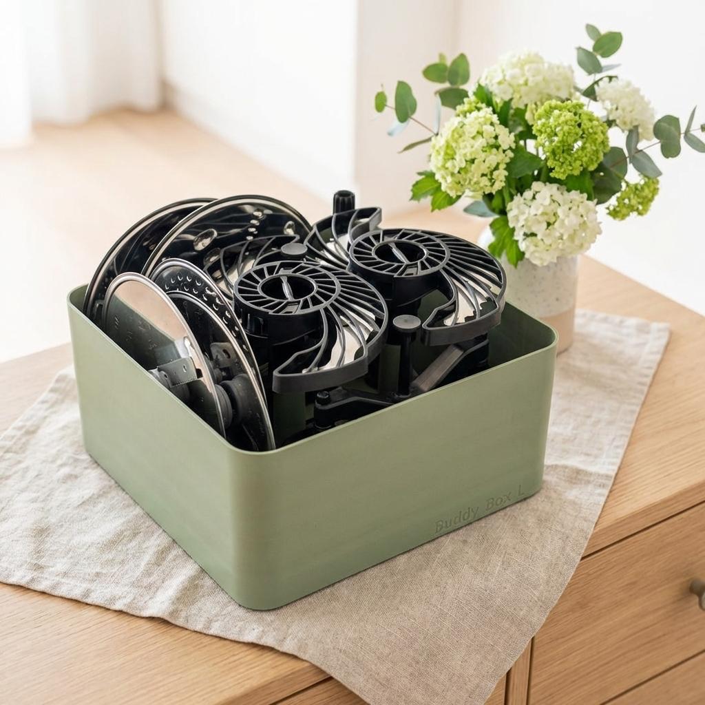 Buddy Box L-Das Organisationstalent! Maximal organisiert Minimaler Platzbedarf-Arctic Blue, Pistachio Green,Midnight Black,Stone Grey