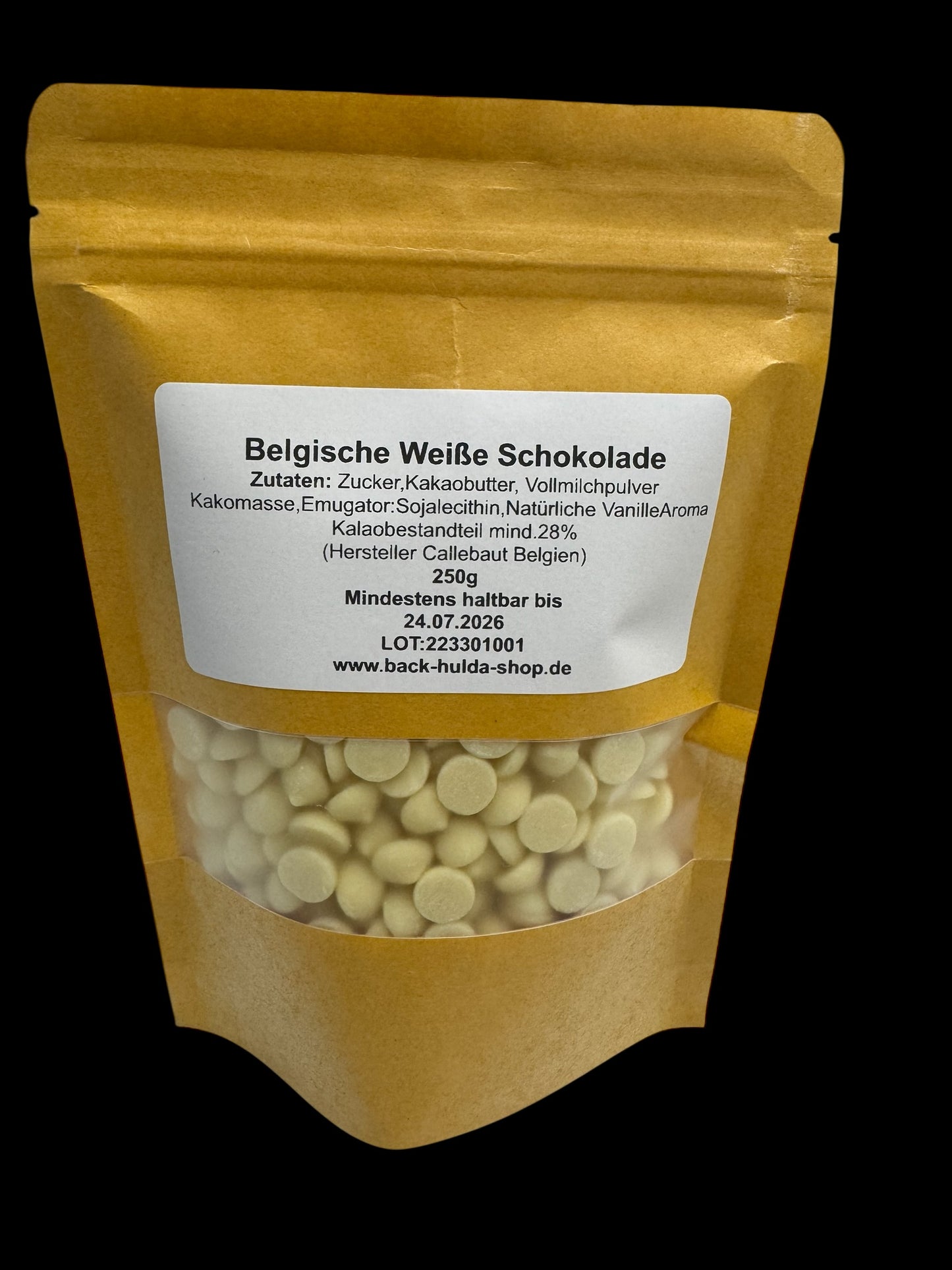 Exquisite Belgische Weiße Schokolade von Callebaut in Tropfenform, 250g