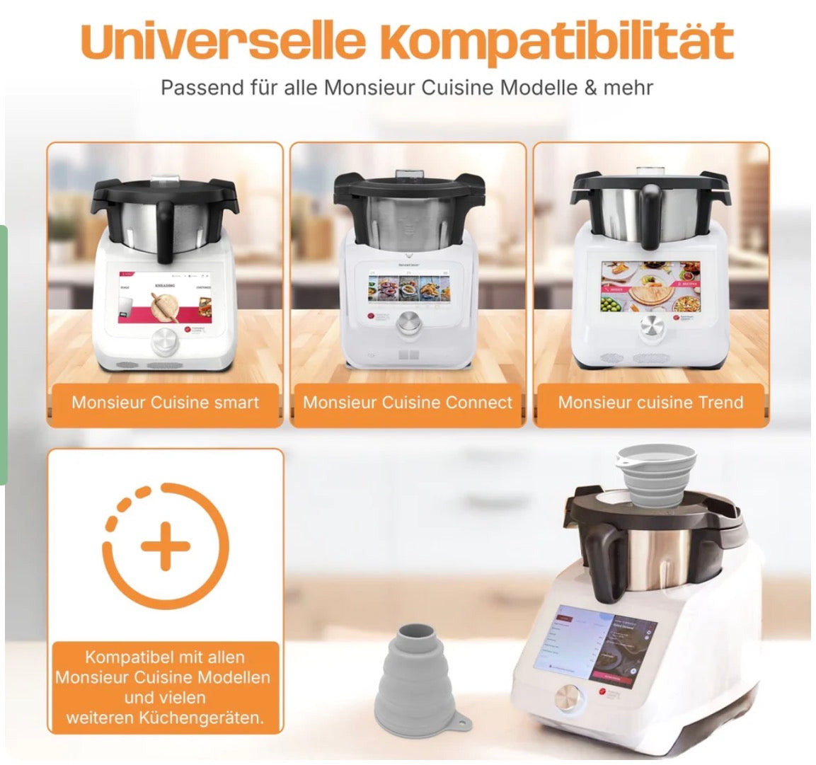 Silikon-Trichter für Monsieur Cuisine Smart, Connect, Trend & Compact