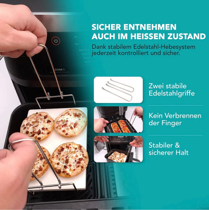 WunderFry® Airfryer-Pizzastein mit Edelstahlrahmen
