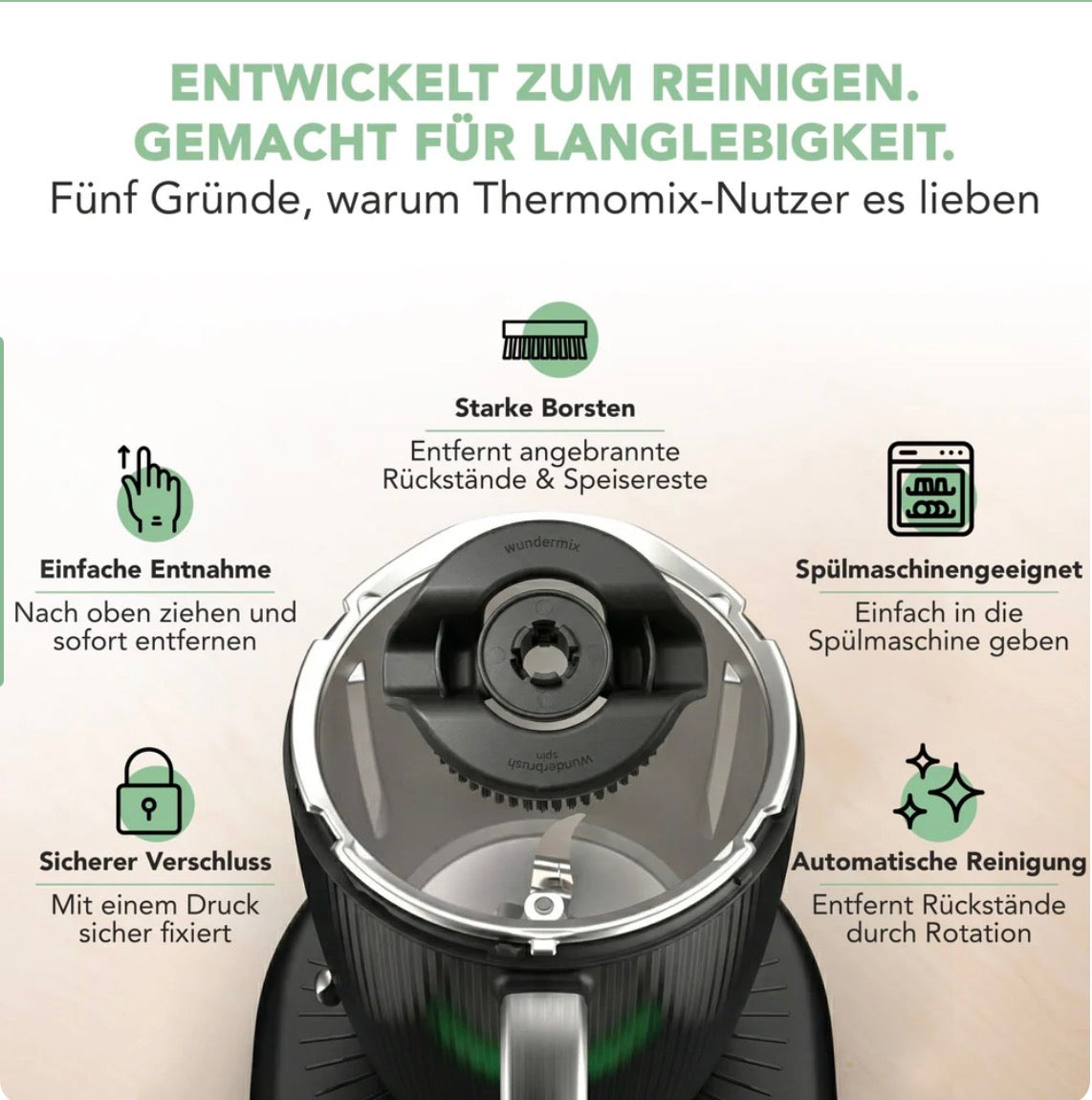 WunderBrush® Spin | Mixtopf-Reinigungsbürste für Thermomix TM7, TM6, TM5