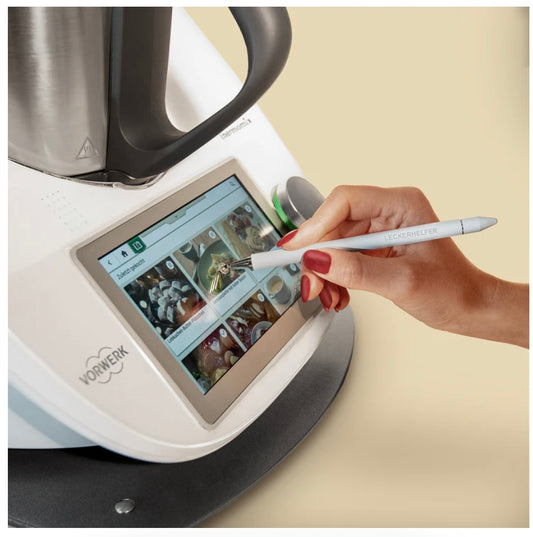 TouchPro + Halterung passend für Thermomix Display - auch für iPad , Handy + Navigationgerät mit Touchdisplay. 3 in 1-Soft-Touch, Stylus-Touch und Kugelschreiber