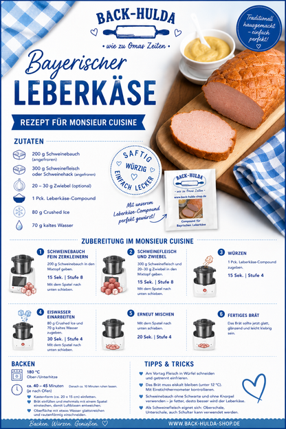 BAYERISCHER LEBERKÄSE COMPOUND – 23 GRAMM, Rezept für Thermomix, Monsieur Cuisine und Cookit-siehe Bilder-