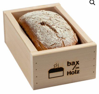 Der Bax im Holz Holz-Backrahmen „einfach“ aus naturbelassenem, massivem Buchenholz. Inklusive passender Trennwand für zwei Brote je 250g.Siehe auch großen Backrahmen im Shop
