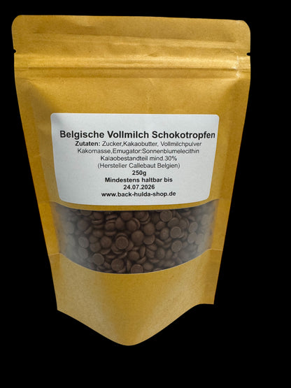 Schokotropfen Vollmilch - Chokolate Chips für Cookies Muffins, 250g