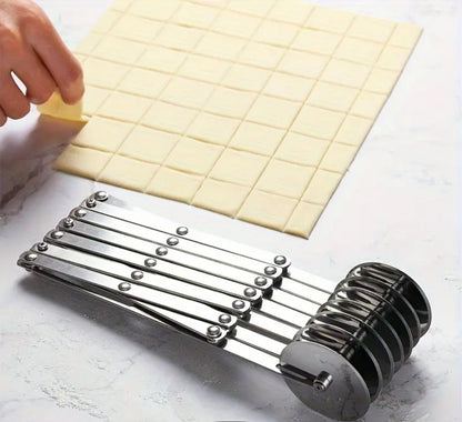 Mehrfach-Teigschneider aus Edelstahl-7 Rollen, ausziehbar bis 70cm