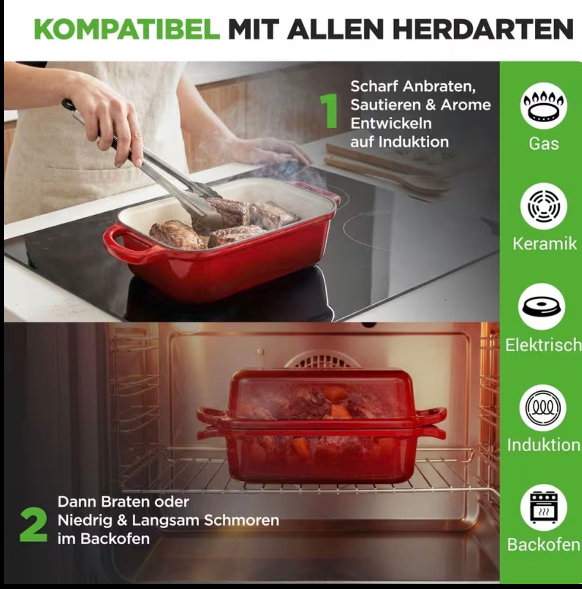 🍞 Back-Hulda Premium Brotback- & Schmortopf Set. Backe knusprige Brote wie vom Bäcker – ganz einfach zuhause! 1 Paar hochwertige Silikon-Backhandschuhe
Hitzebeständig und rutschfest für sicheres Arbeiten am heißen Ofen.