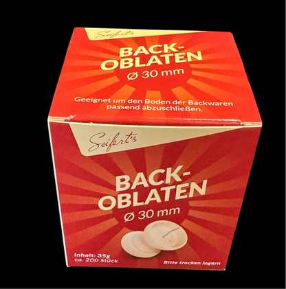 2xQualität-Back-Oblaten 3cm Ø Inhalt 35g (200 Stück),  Aus Deutschlands ältester Oblaten-Bäckerei! DIE MIT DEM ZARTEN BISS! Für Lebkuchenglocke®️ 3cm aber auch ideal für Omas Klassiker-Kokosmakronen & Nussmakronen. Nicht im Handel erhältlich !