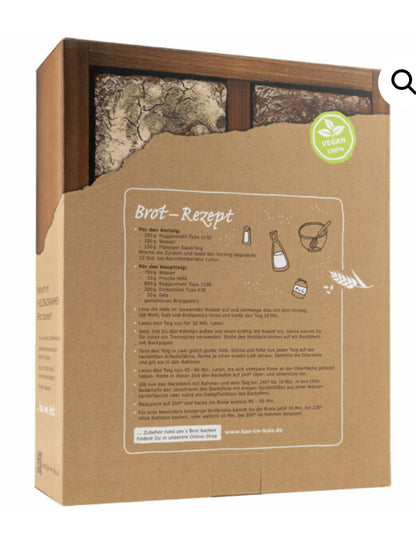 Der Bax im Holz Holz-Backrahmen „einfach“ aus naturbelassenem, massivem Buchenholz. Inklusive passender Trennwand für zwei Brote je 250g.Siehe auch großen Backrahmen im Shop