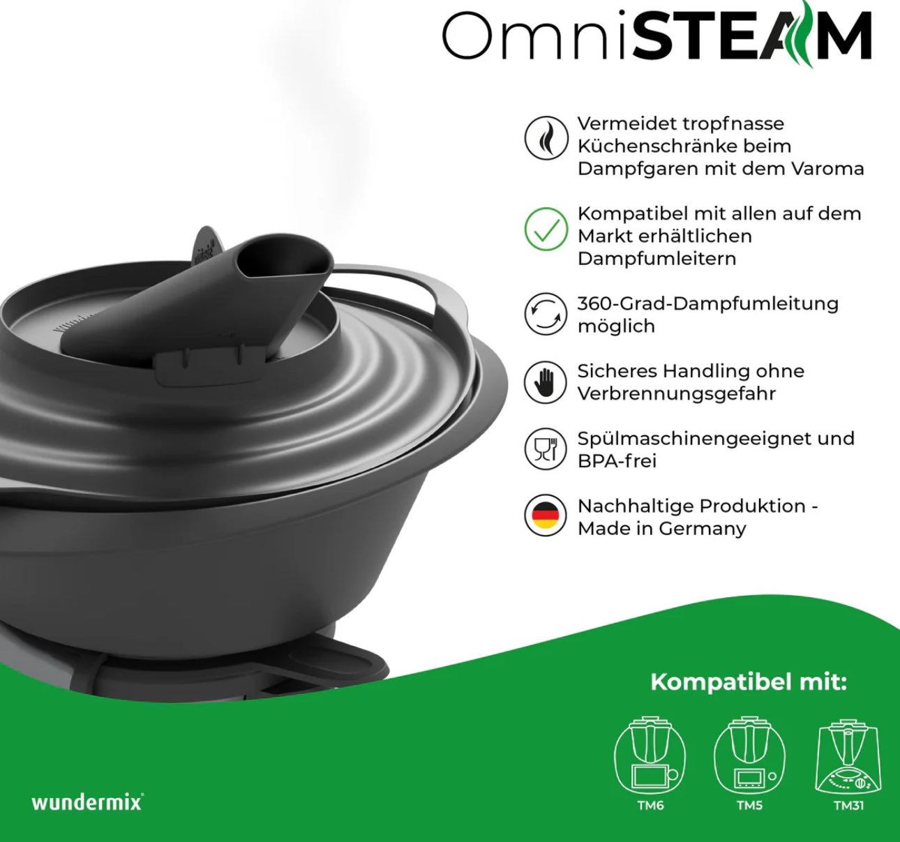 OmniSteam®️ Varoma-Deckel für Dampfumleiter für TM6,TM5,TM31