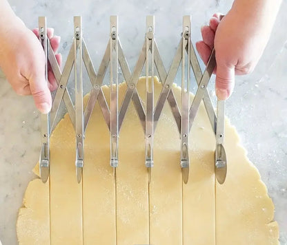 Mehrfach-Teigschneider aus Edelstahl-7 Rollen, ausziehbar bis 70cm