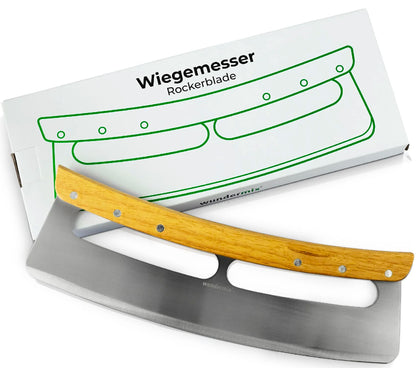 Wundermix© Pizza-Wiegemesser mit Bambus-Holzgriff