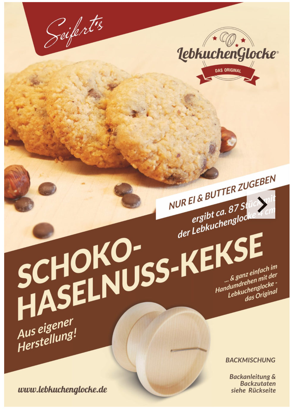 SCHOKO- HASELNUSS- KEKSE - BACKMISCHUNG - NACH UNSEREM HAUSREZEPT! Ergibt 87 Stück mit der Lebkuchen Glocke 4cm.