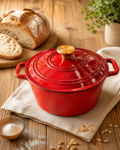 Emaillierter Gusseisen Topf – Perfekt zum Brotbacken