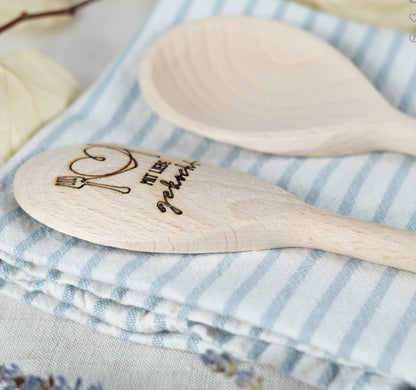 Kochlöffel Gravur Herz & "Mit Liebe gekocht" Buchenholz