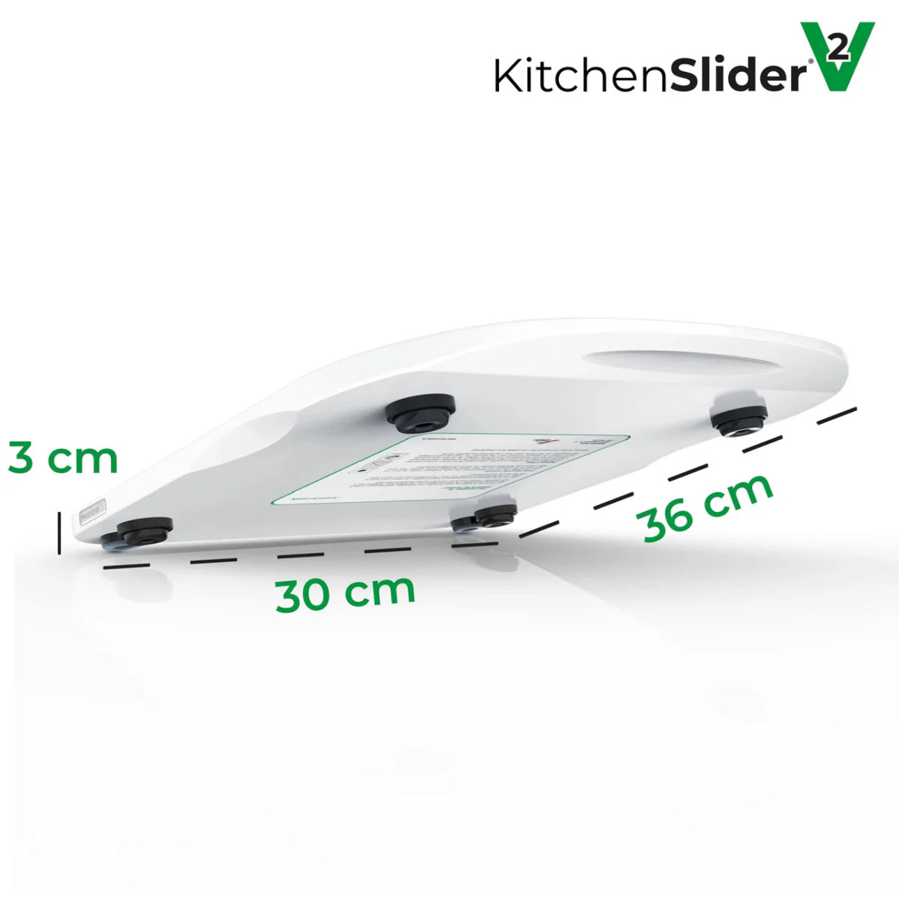 KitchenSlider®️M, V2 Plus, Alpine White-Premium-Gleitbrett für Thermomix TM6, TM5, 15 Jahre Herstellergarantie. Perfekt für den neuen TM6 Snow!