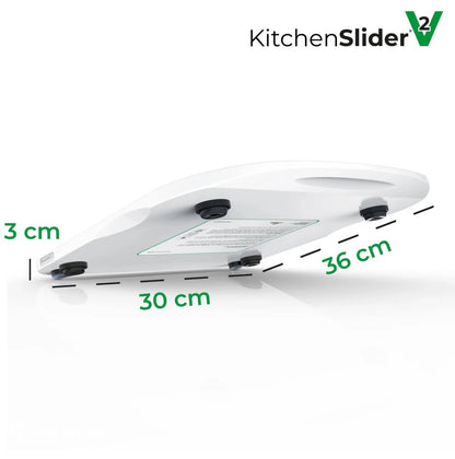 KitchenSlider®️M, V2 Plus, Alpine White-Premium-Gleitbrett für Thermomix TM6, TM5, 15 Jahre Herstellergarantie. Perfekt für den neuen TM6 Snow!