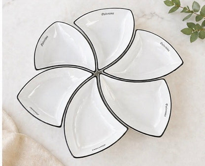 BlütenServier-Set – 6-teilig | Platzsparend & stilvoll servieren. Das elegante 6-teilige Servierset in Blütenform bringt Ordnung und Stil auf deinen Tisch – perfekt für Grillabende, Raclette oder Snacks.