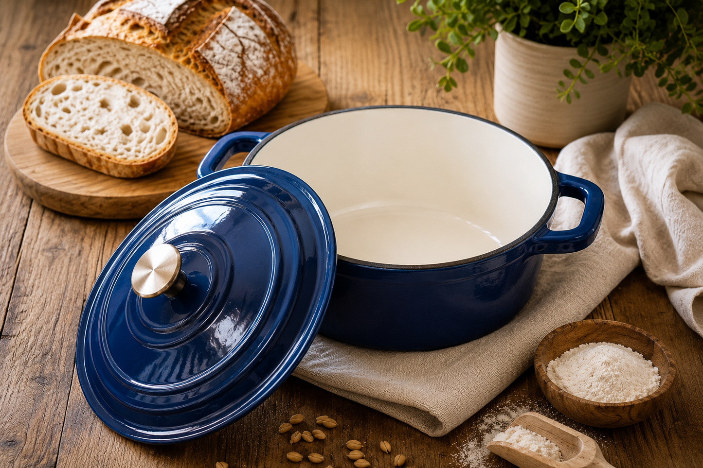 Emaillierter Gusseisen Topf – Perfekt zum Brotbacken