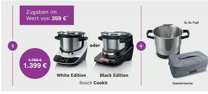 Bosch Cookit®️Mega-Doppel-Deal-auf Anfrage erhältlich ➡️ Jetzt Angebot einholen. Lieferung durch Bosch,versandkostenfrei! Lieferung nur für Deutschland