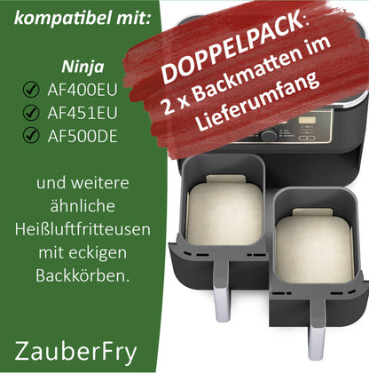 ZauberFry - Dauerbackmatten aus Silikon kompatibel mit Ninja Airfryer (2er-Set)