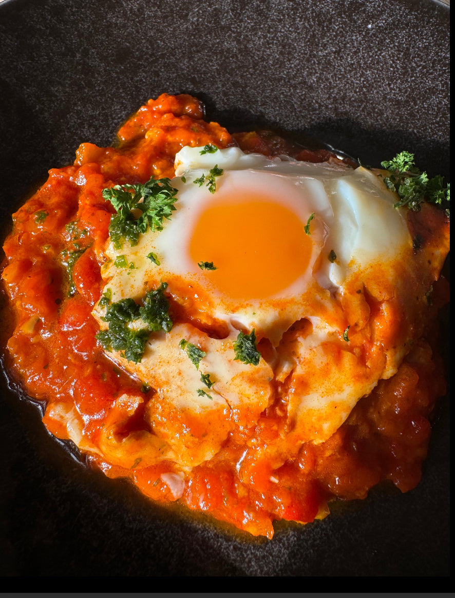 Shakshuka stammt ursprünglich aus Nordafrika, 100g im Quadrat Glas