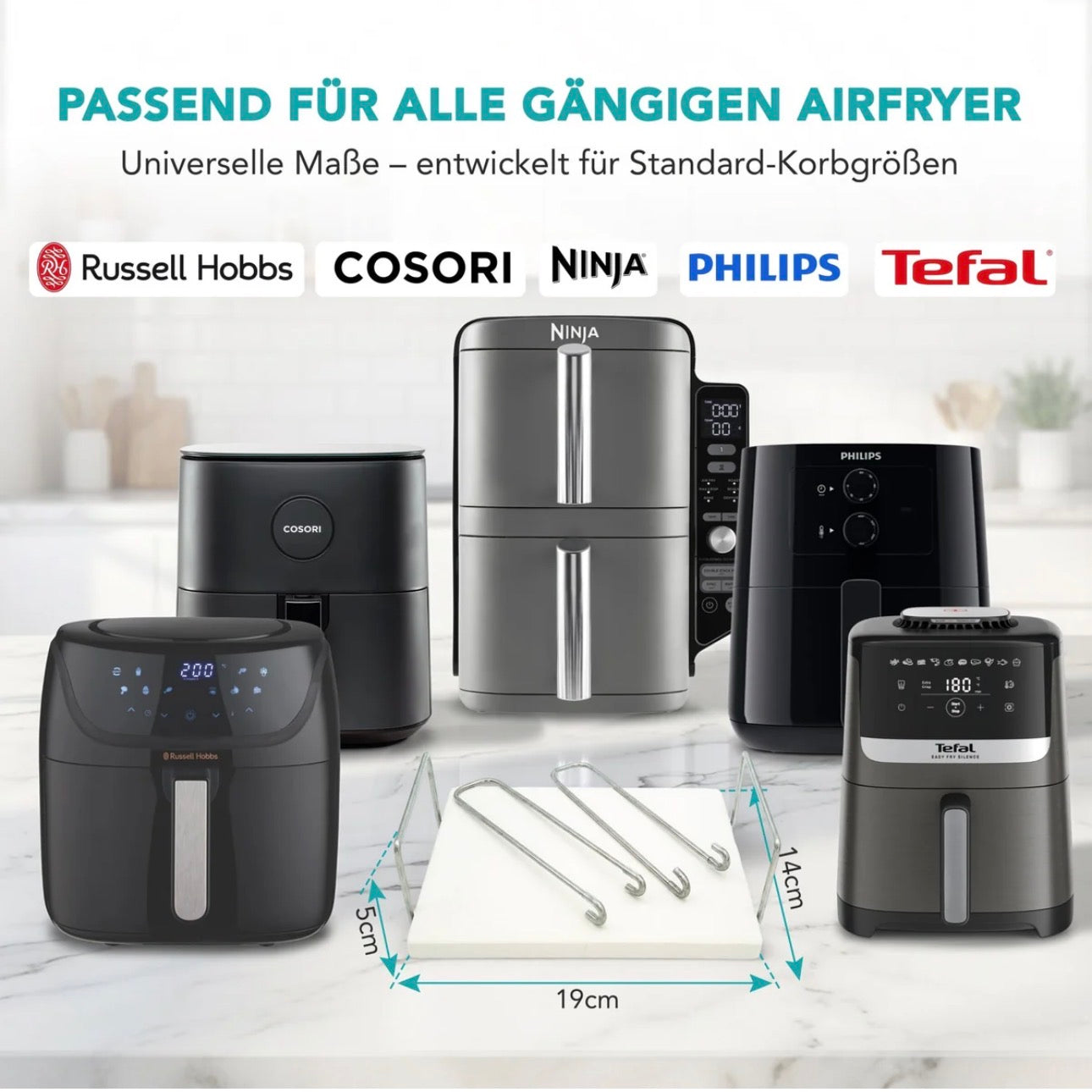 WunderFry® Airfryer-Pizzastein mit Edelstahlrahmen