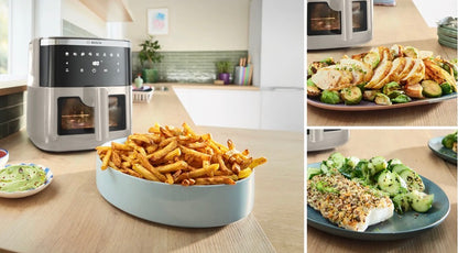 Bosch Airfryer dark Cream oder Schwarz-XXL 7,2 L Kapazität: bequem bis zu 5 Portionen kochen. Ohne vorheizen direkt starten.