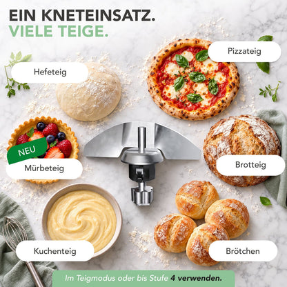 TeigMeister V2 | Edelstahl Kneteinsatz für Monsieur Cuisine Connect, Trend, Smart & Compact