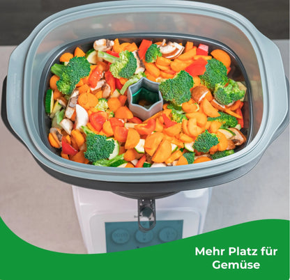 MaxiSteam® | Dampfgaraufsatz-Vergrößerung für Monsieur Cuisine Connect, Trend, Smart & Édition Plus-Made in Germany-