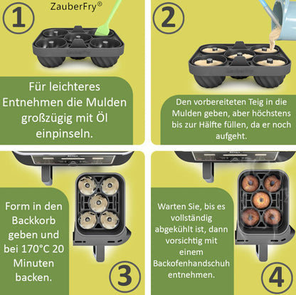 ZauberFry-Backform „Mini-Gugelhupf“ kompatibel mit Ninja Airfryer (2er-Set)