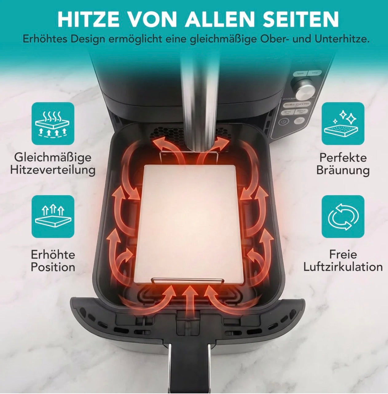 WunderFry® Airfryer-Pizzastein mit Edelstahlrahmen