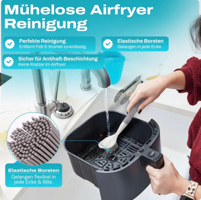 WunderFry® Reinigungsbürste mit Silikonborsten für Airfryer, Kontaktgrill & Pfannen