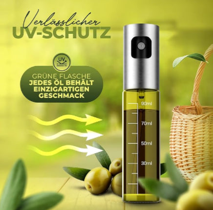 Leisure Life®️ Hochwertiger Ölsprüher, grünes UV-Schutz Glas & vollmantel Edelstahl, 100% BPA frei, TÜV Rheinland geprüft