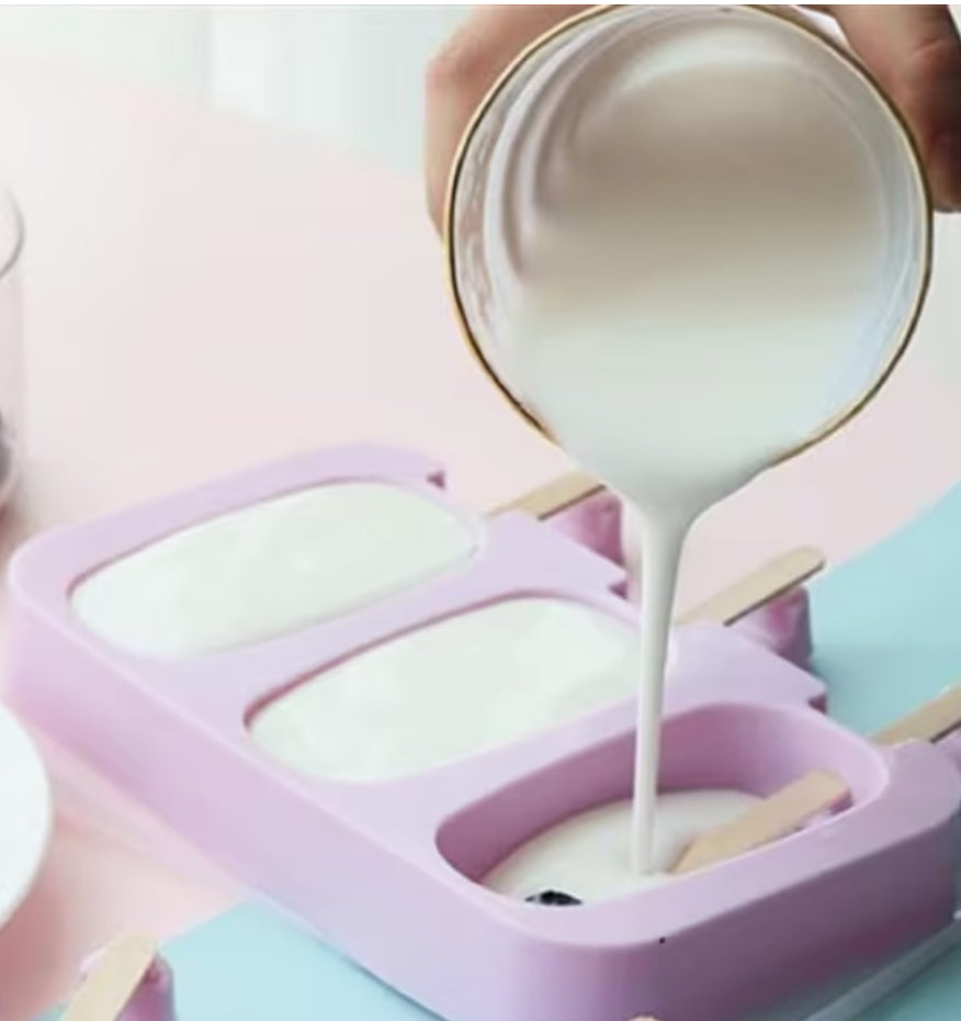 Silikon-Eisformen Set-3 Formen mit Deckel & Holzstäbchen