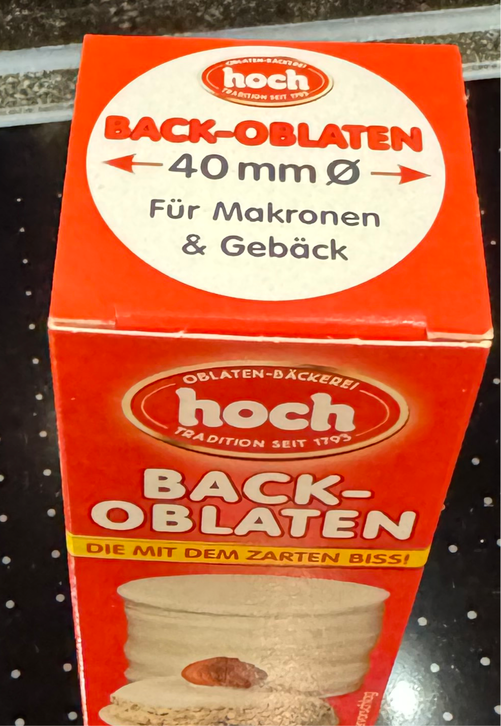 2xQualität-Back-Oblaten 40mmØ, 23g.Aus Deutschlands ältester Oblaten-Bäckerei! DIE MIT DEM ZARTEN BISS! Für Lebkuchenglocke®️4cm aber auch ideal für Omas Klassiker-Kokosmakronen & Nussmakronen