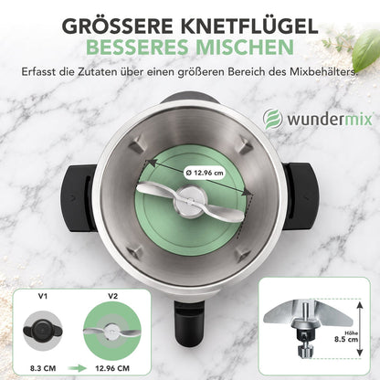 TeigMeister V2 | Edelstahl Kneteinsatz für Monsieur Cuisine Connect, Trend, Smart & Compact