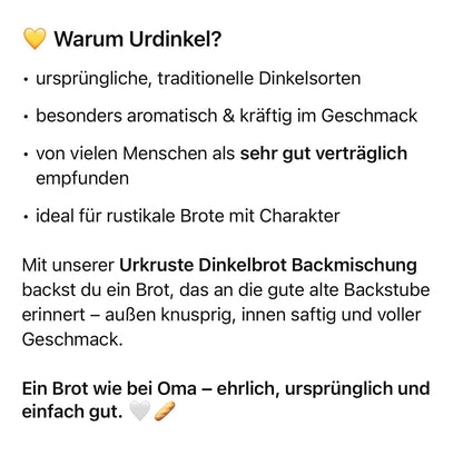 UrKruste Dinkelbrot wie aus der Backstube-wie zu Omas Zeiten-Wird wöchentlich frisch von der Nachbarsmühle abgefüllt! 1000g