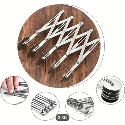 Mehrfach-Teigschneider aus Edelstahl-7 Rollen, ausziehbar bis 70cm