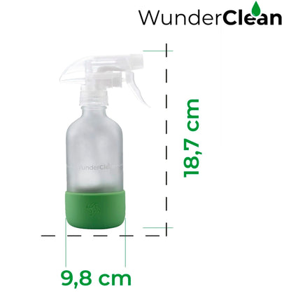 WunderClean Sprühflasche | 240 ml Glasflasche mit Silikon-Bruchschutz für WunderClean Reiniger