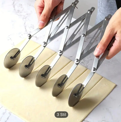 Mehrfach-Teigschneider aus Edelstahl-7 Rollen, ausziehbar bis 70cm