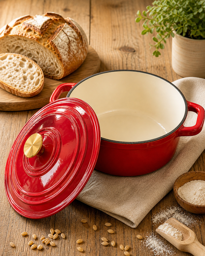 Emaillierter Gusseisen Topf – Perfekt zum Brotbacken