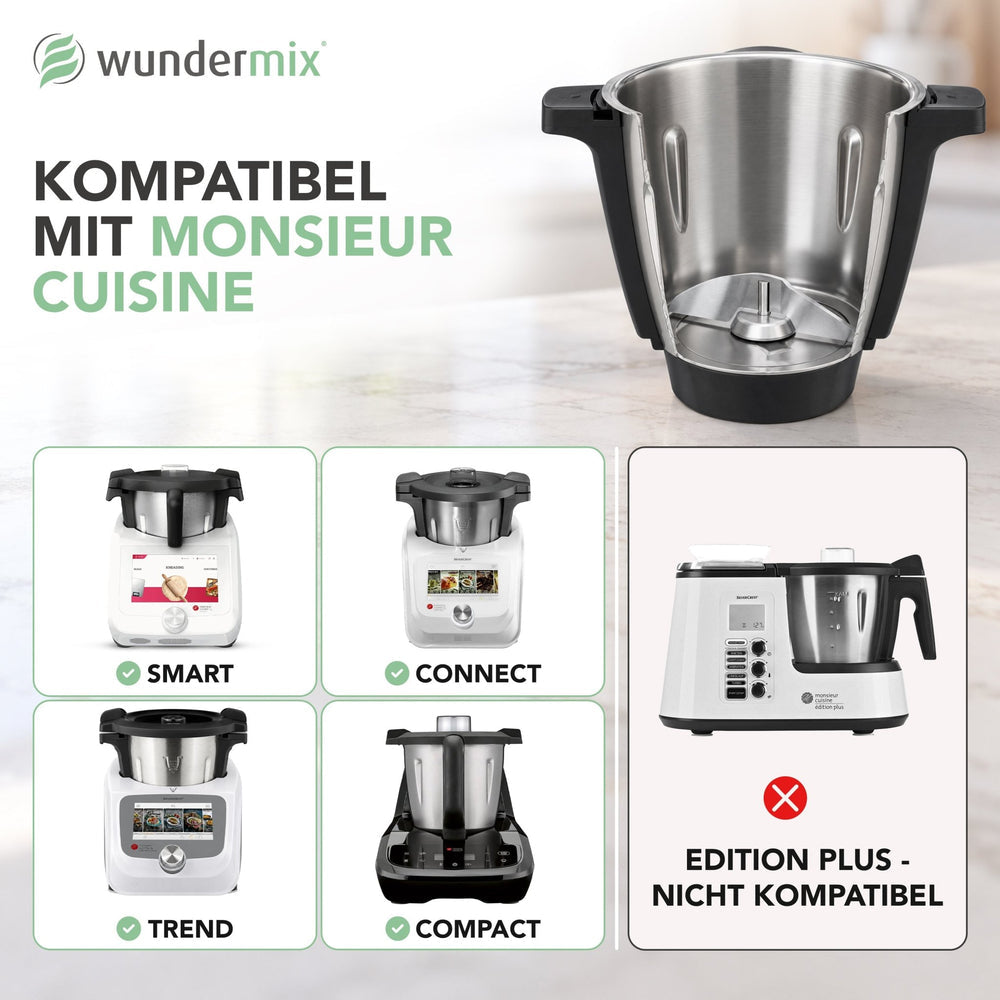 TeigMeister V2 | Edelstahl Kneteinsatz für Monsieur Cuisine Connect, Trend, Smart & Compact