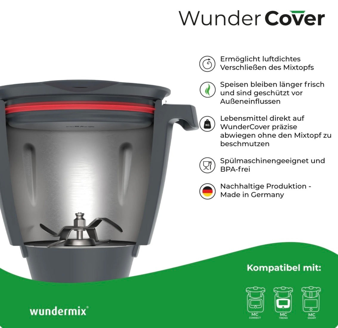 WunderCover® | Frischhalte-Deckel mit Wiegefunktion für Monsieur Cuisine Smart, Trend und Connect