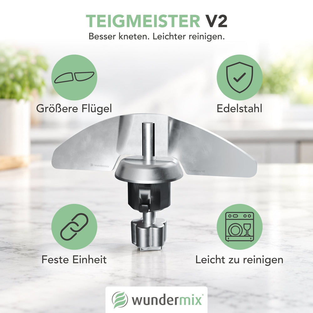 TeigMeister V2 | Edelstahl Kneteinsatz für Monsieur Cuisine Connect, Trend, Smart & Compact