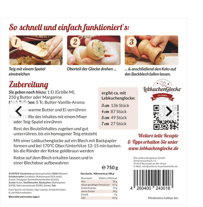 SCHOKO- HASELNUSS- KEKSE - BACKMISCHUNG - NACH UNSEREM HAUSREZEPT! Ergibt 87 Stück mit der Lebkuchen Glocke 4cm.