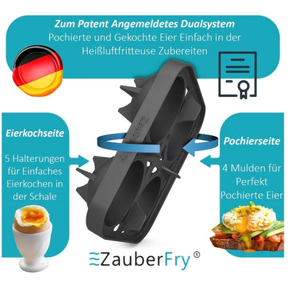 ZauberFry | 2-in-1 Pochiereinsatz und Eierkocher für Ninja AF400EU, AF451EU, AF500DE und SL400EU