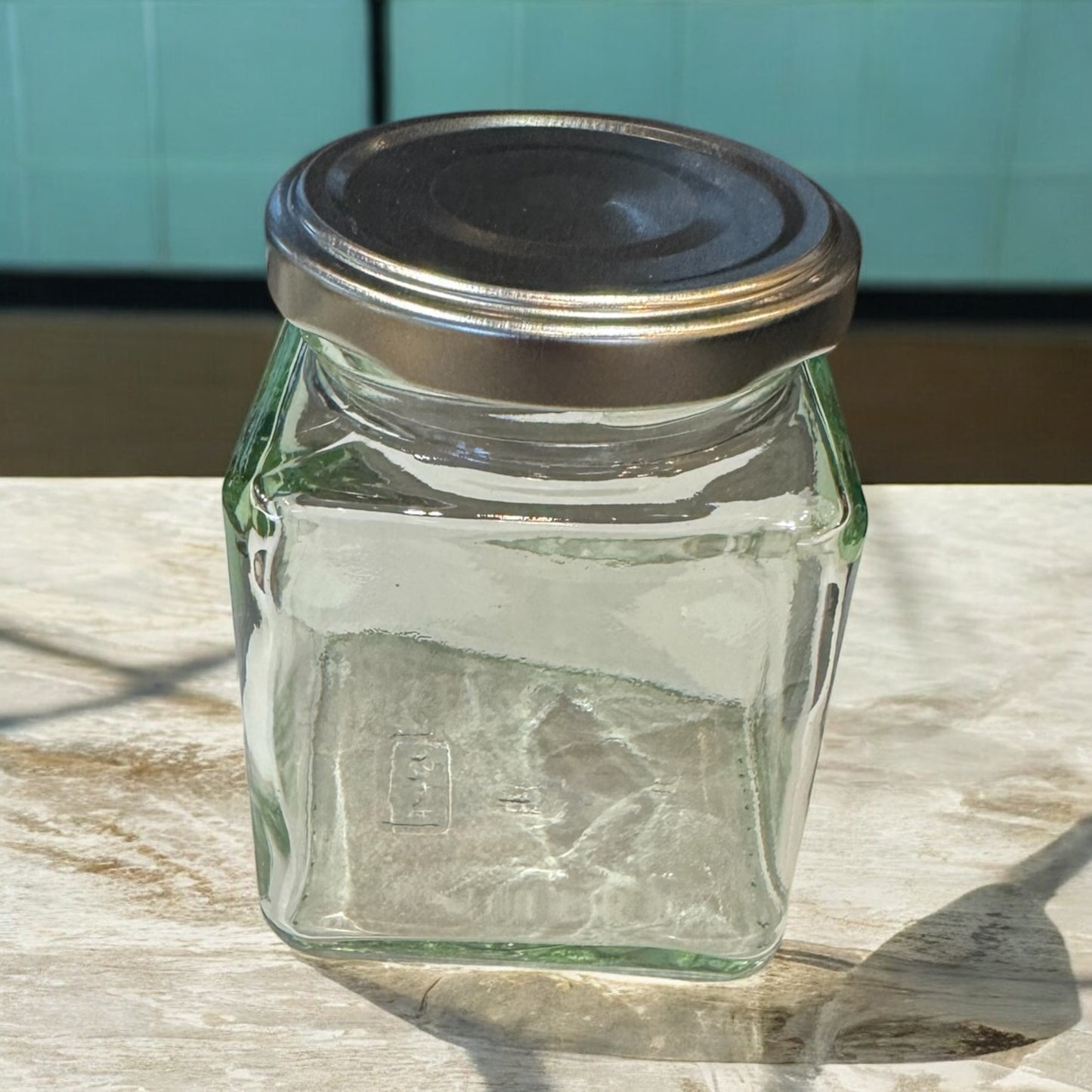 Quadratglas Twist-Off-Glas mit Silberdeckel