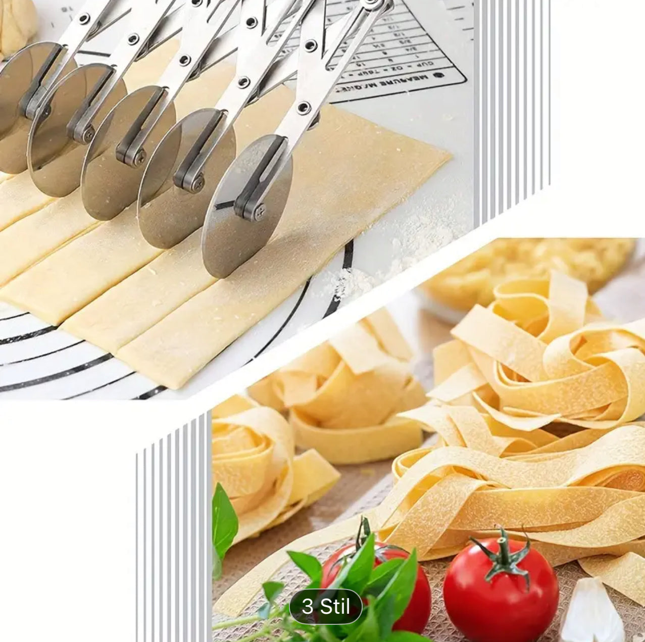 Mehrfach-Teigschneider aus Edelstahl-7 Rollen, ausziehbar bis 70cm
