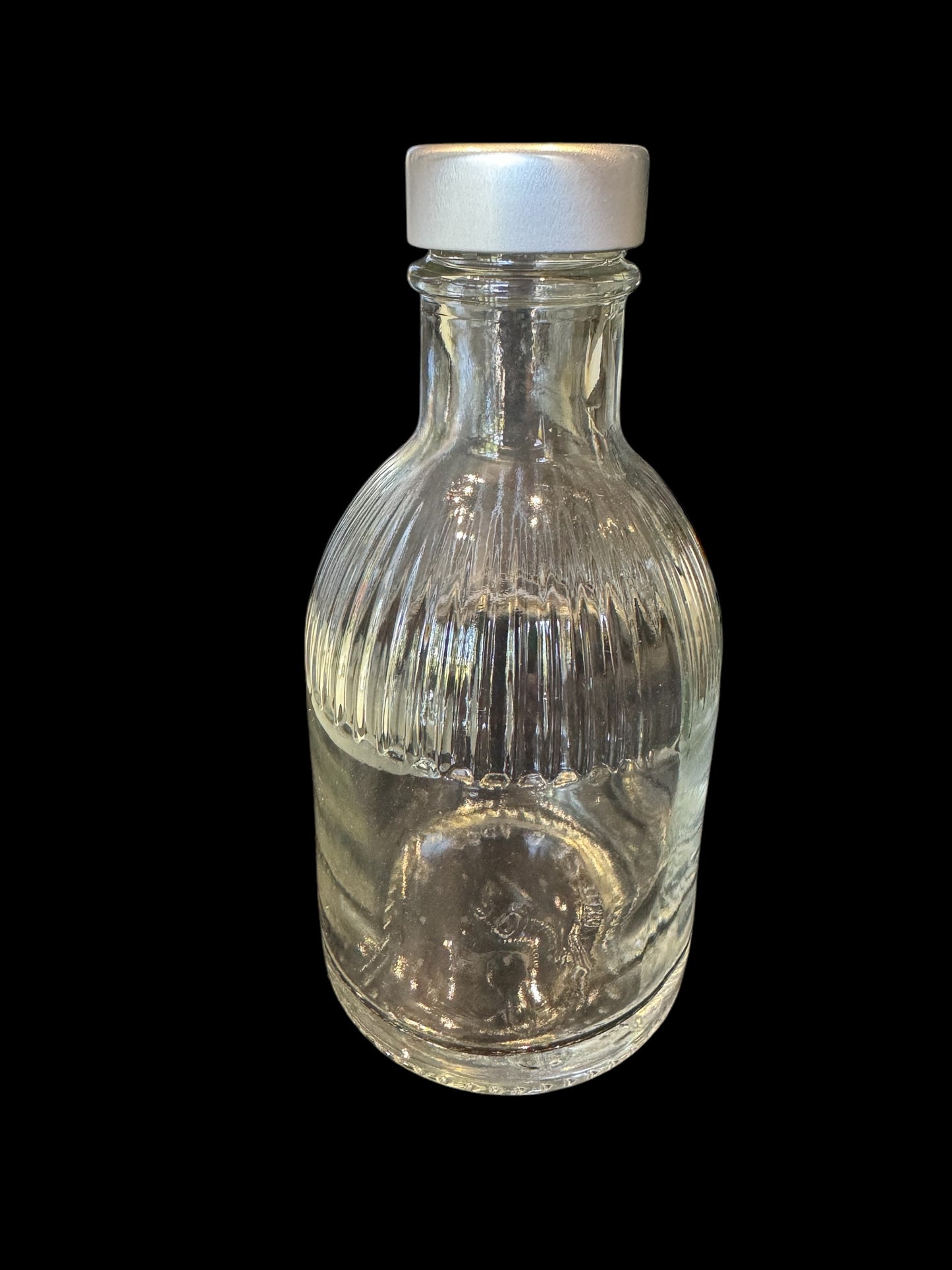 TRIEST FLASCHE 200ML, WEISSGLAS MIT ALU-KUNSTSTOFF-VERSCHLUSS  FLACH, SILBER